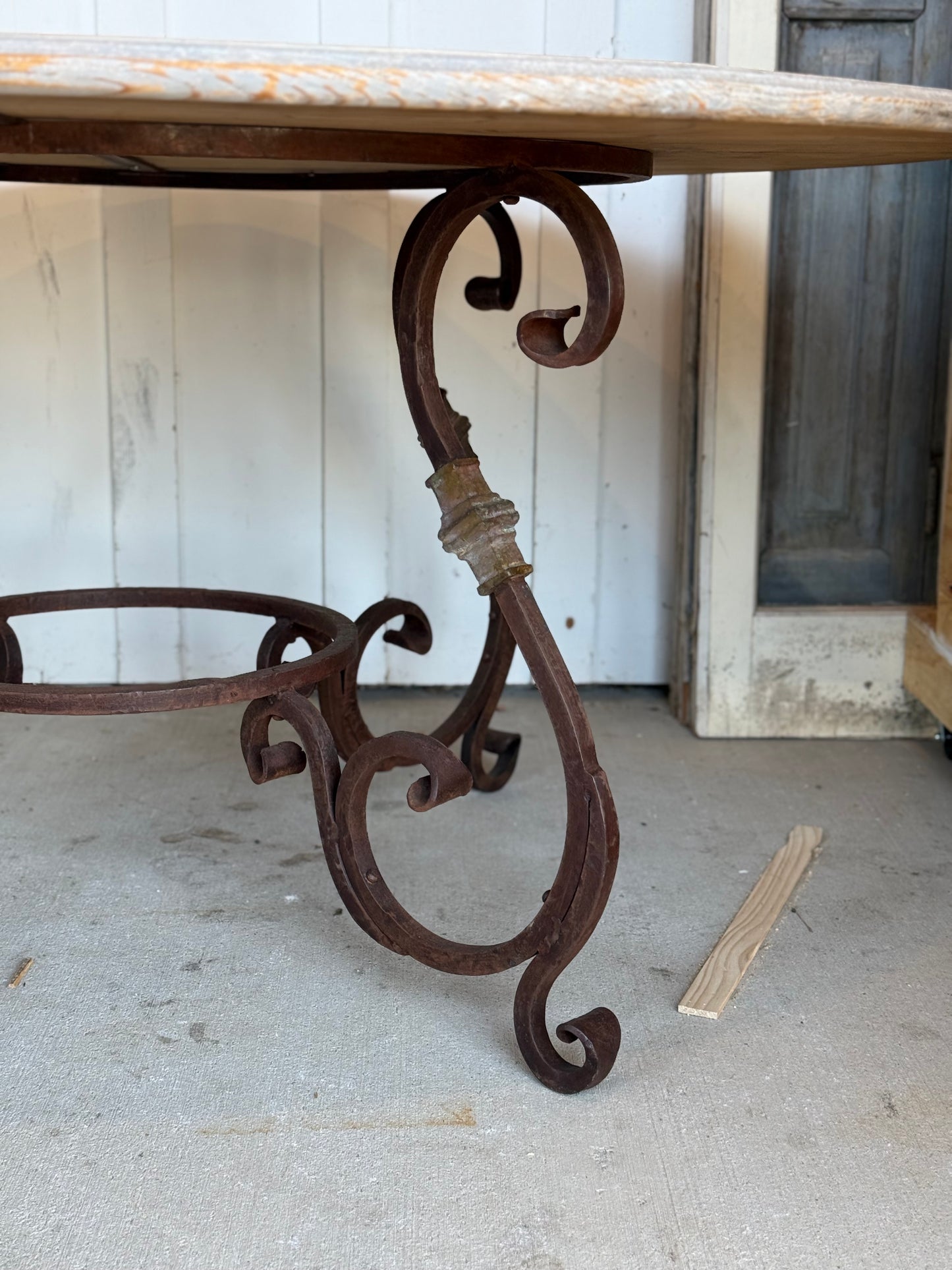 Round Dining Table with Iron Base