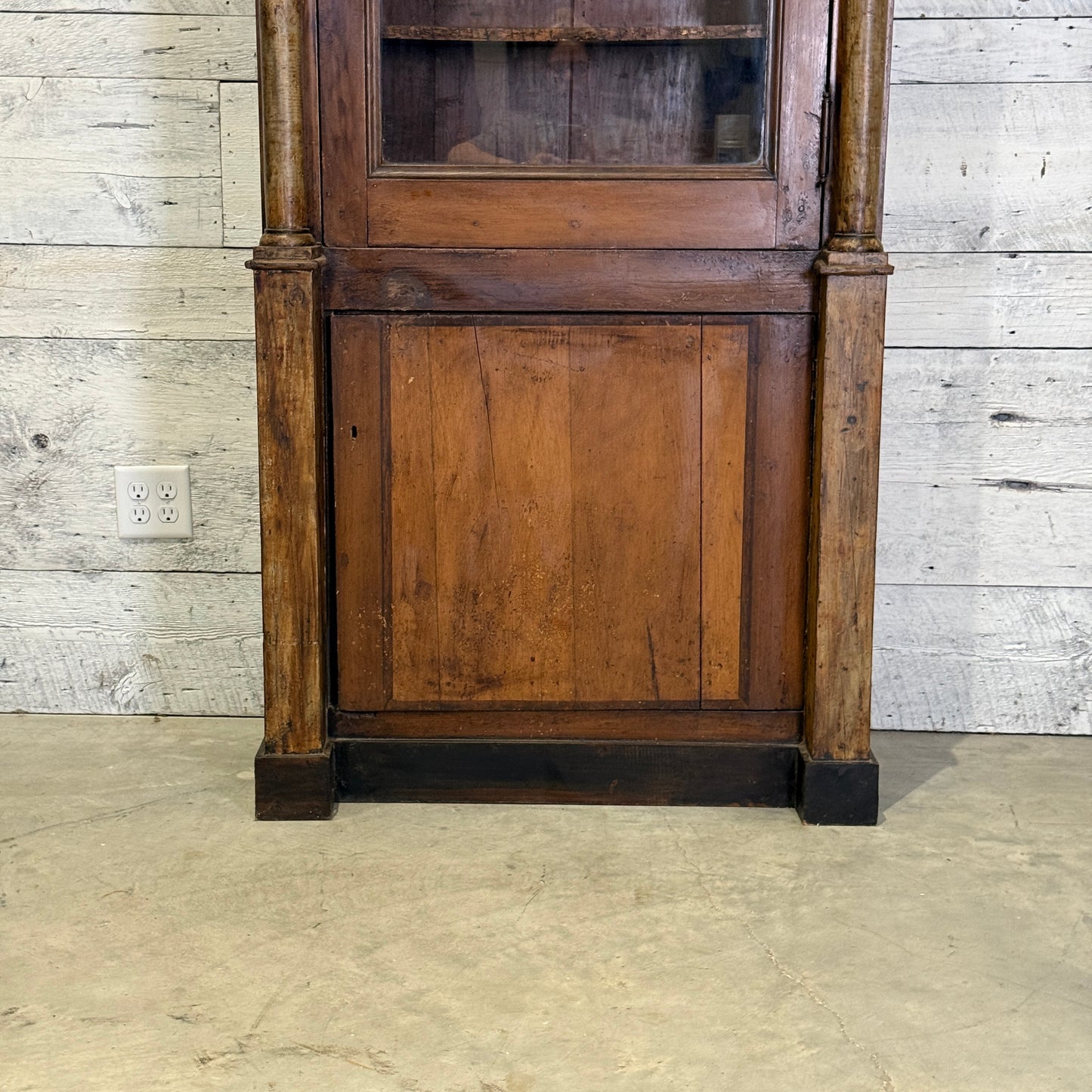 French Pharmacy Cabinet with Architectural Columns and Glass Front
