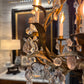 Gilt Iron and Crystal Drop Chandelier