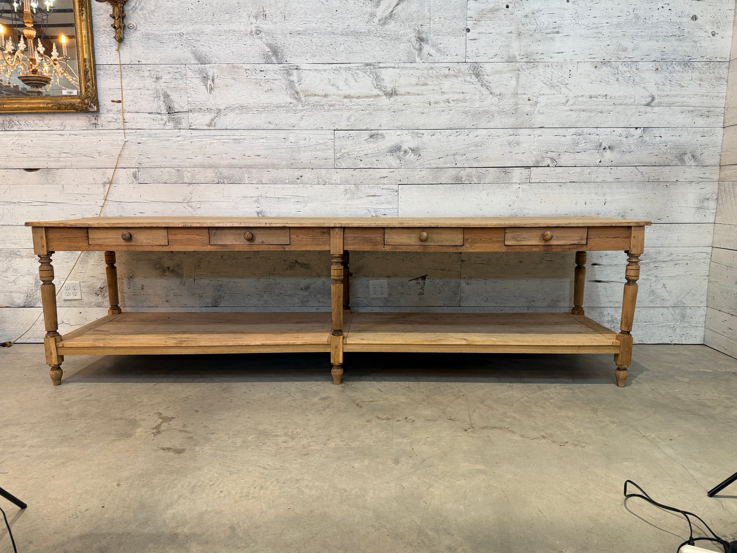 Almost 10' Long French Bleached Mid 19th Century Draper’s Table