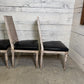 Set of Black Leather and Cane Back Dining Chairs in the Colonial Style