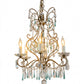 6 Arm Crystal Chandelier with Baby Blue Tear Drops