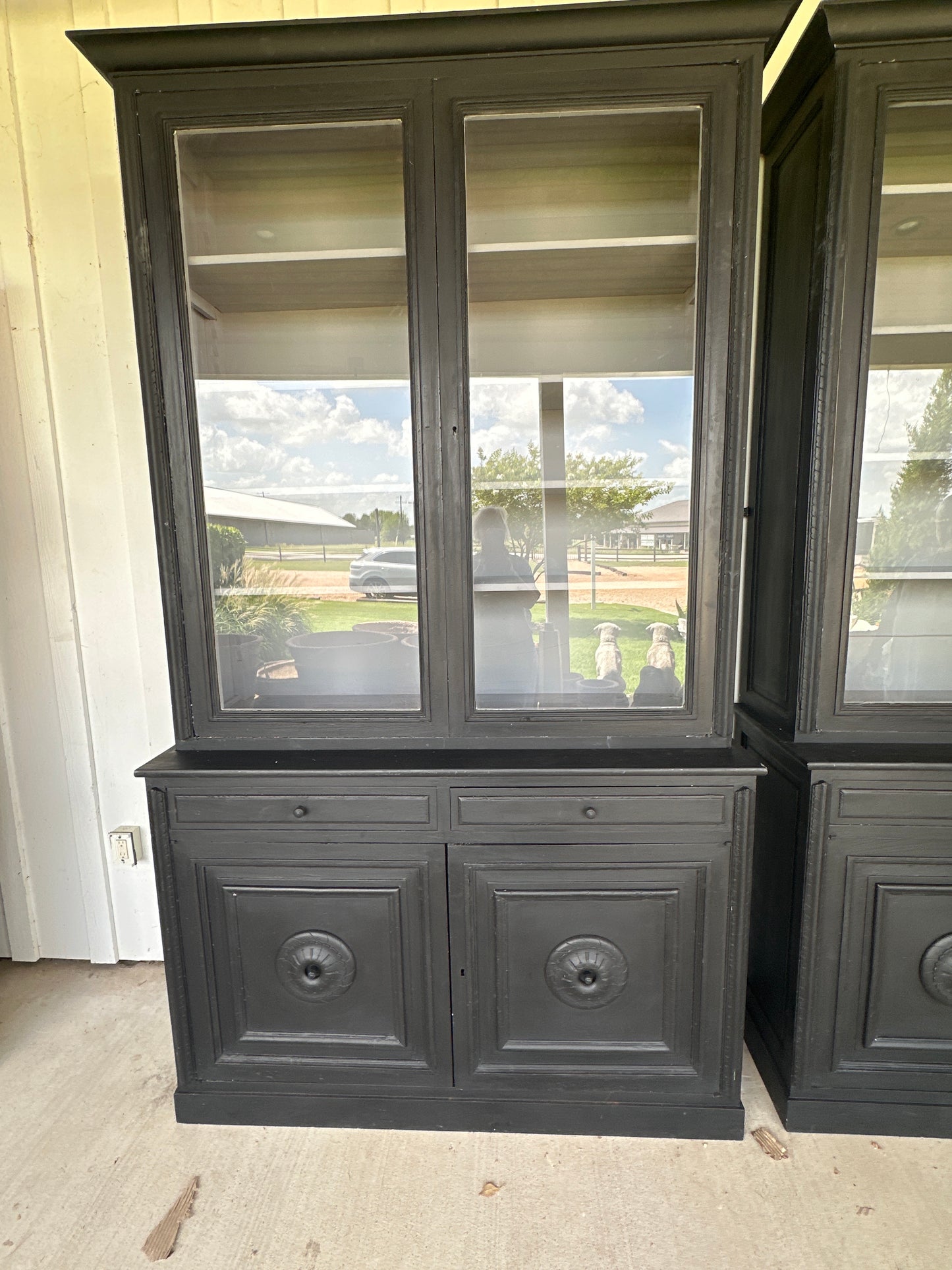 Painted Bibliotheque Notary Office Cabinet - 3 Piece