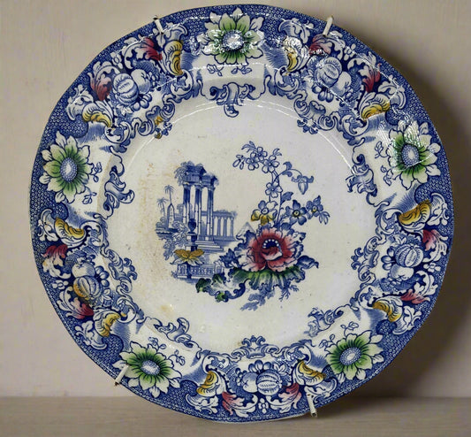 Francis Morley Co England CLEOPATRA Blue Polychrome Transferware