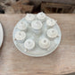 Antique French White Porcelain Pots de Crème Service on Pedestal Stand – 9 Pieces