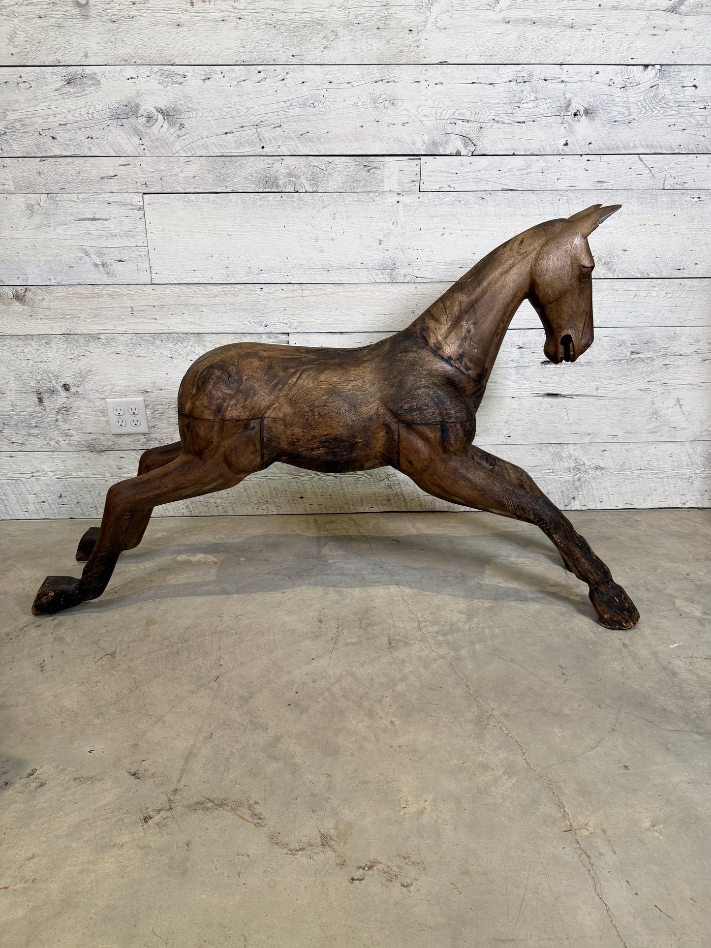 Hand-Carved Spanish Hardwood Horse Sculptures