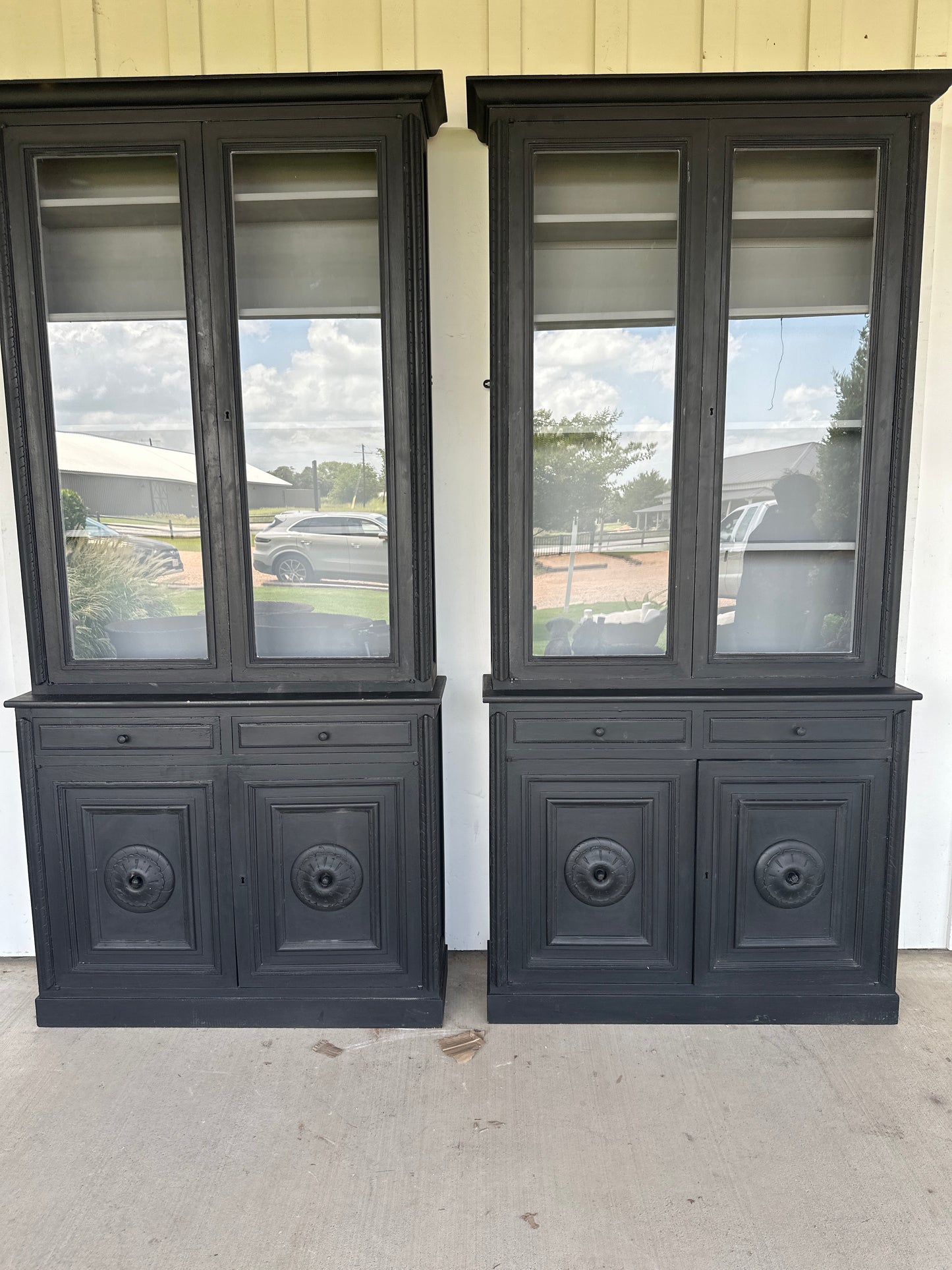 Painted Bibliotheque Notary Office Cabinet - 3 Piece