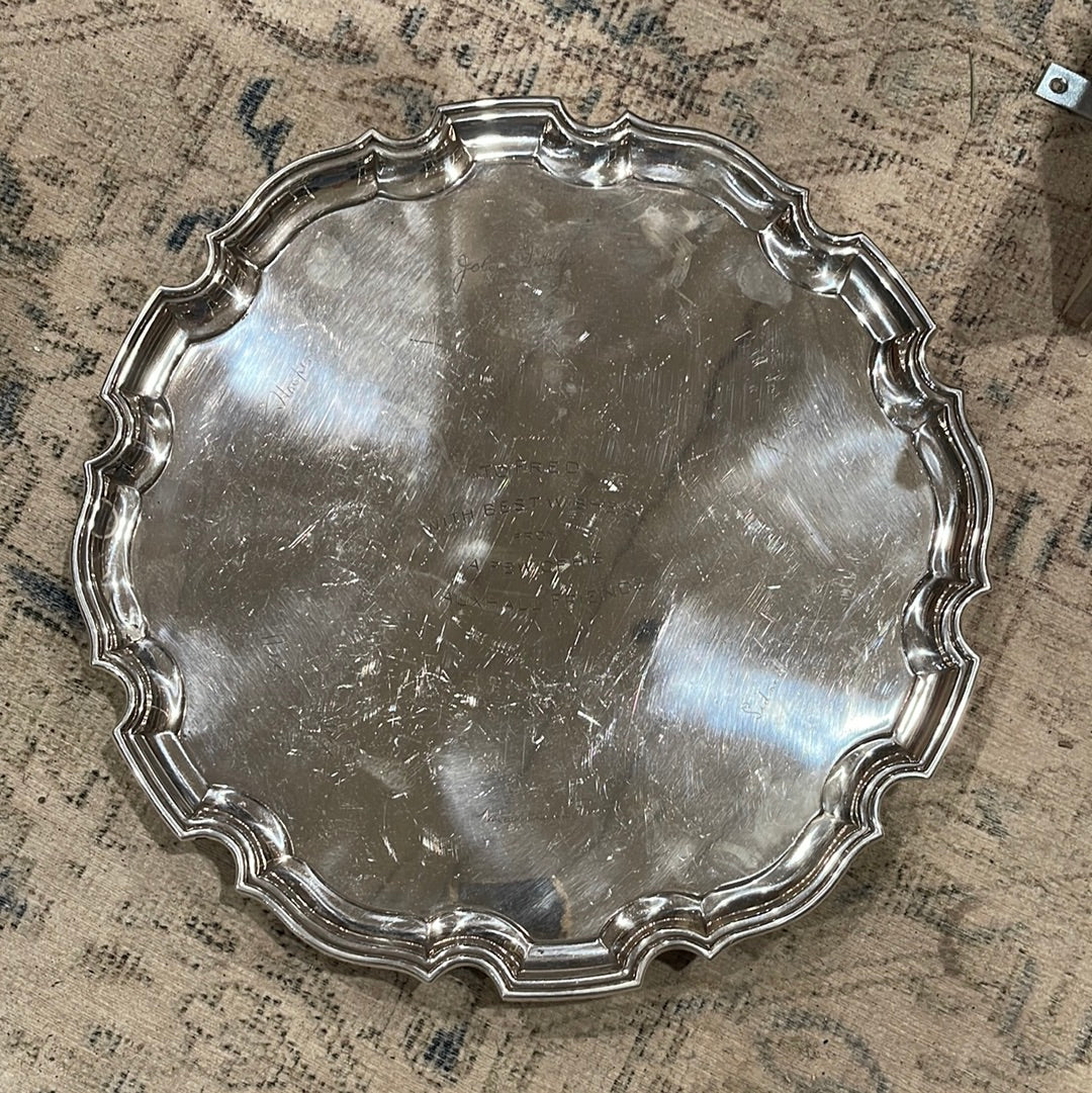 Vintage Silverplate Engraved “To Fred” Tray