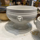 Large Ironstone Lion Bowl on Pedestal