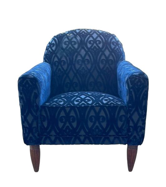 French Deco Recliner with Blue Fabric