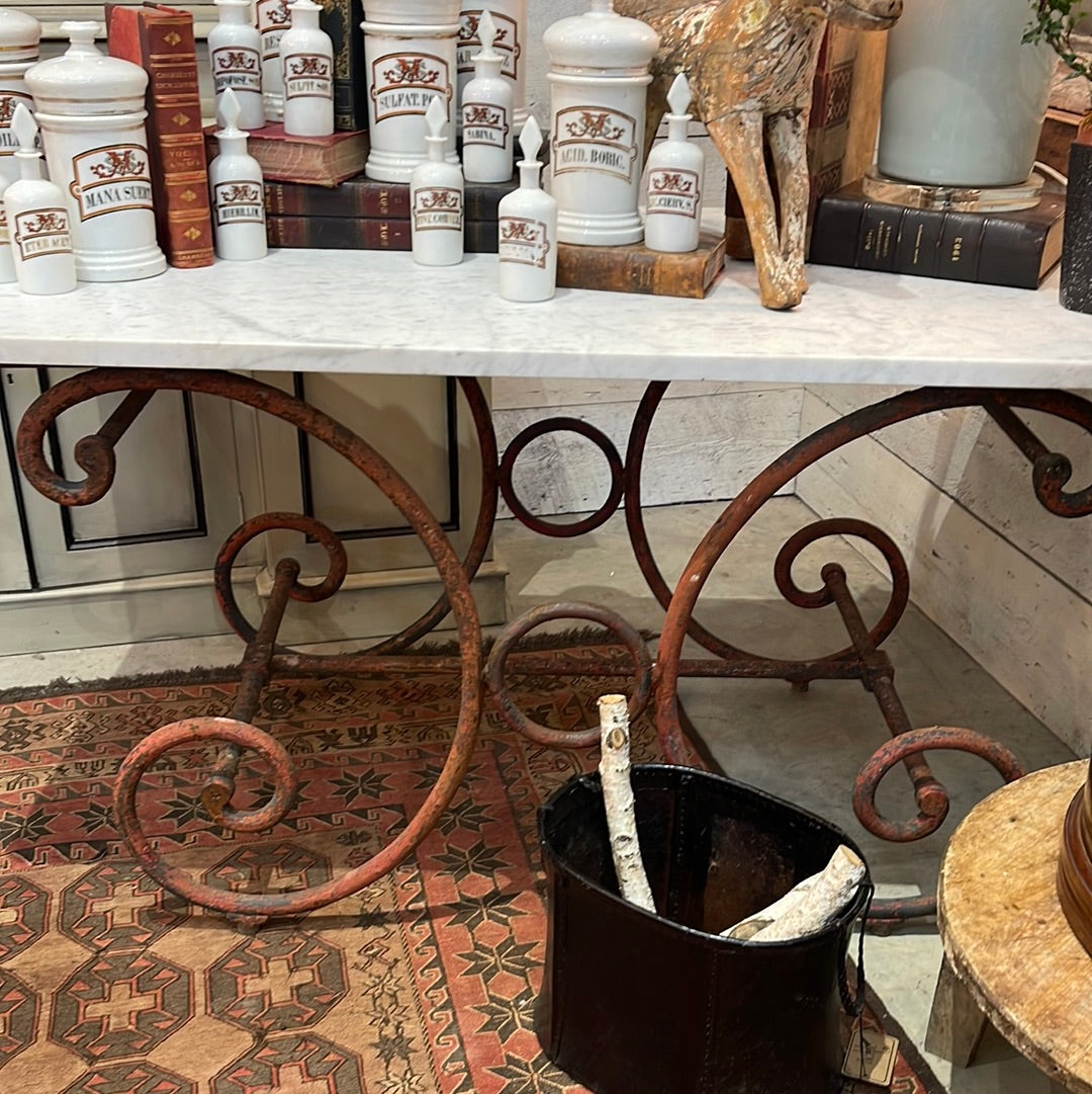 Oversized Marble and Iron Red Pastry Table