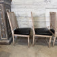 Set of Black Leather and Cane Back Dining Chairs in the Colonial Style