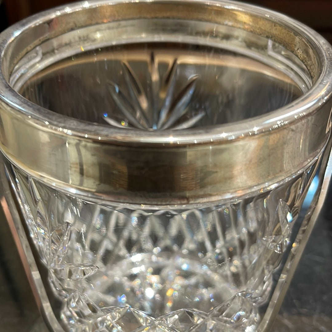 Silver plate and Glass Ice Bucket
