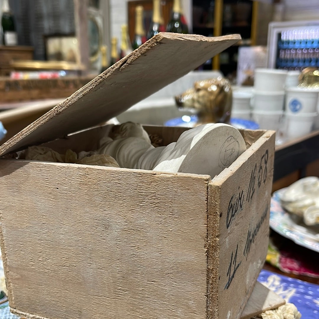 Small Wooden Box with Plaster Mold Parts