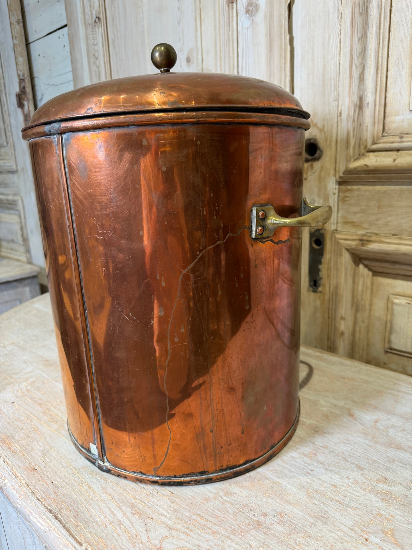 Copper Beverage Dispenser with Brass Spigot Circa 1900