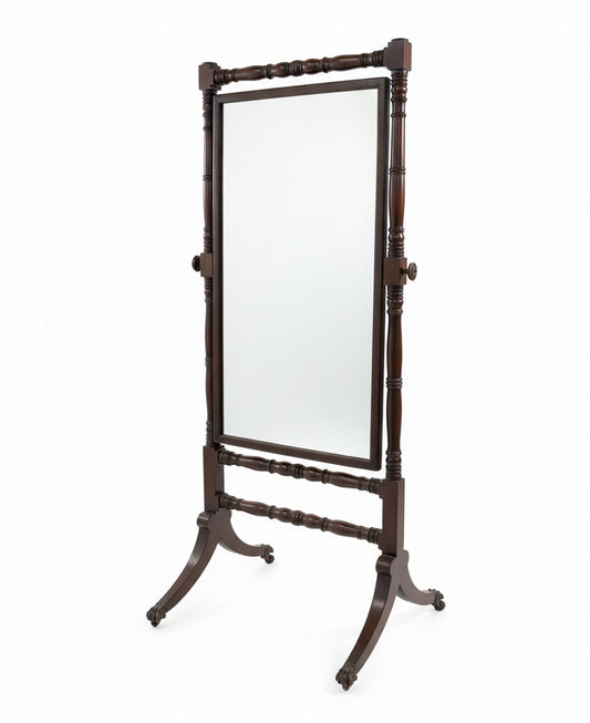 19th Century Cheval Mirror on Castors