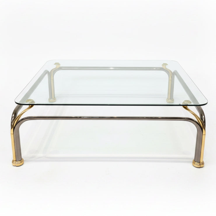 Vintage Brass and Glass Coffee Table in the Hollywood Regency Style