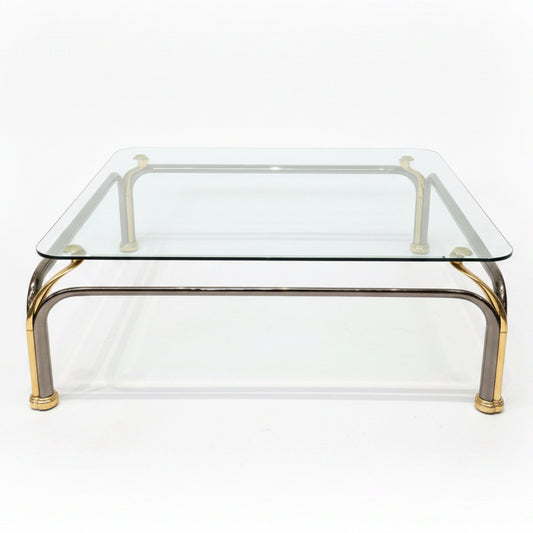 Vintage Brass and Glass Coffee Table in the Hollywood Regency Style