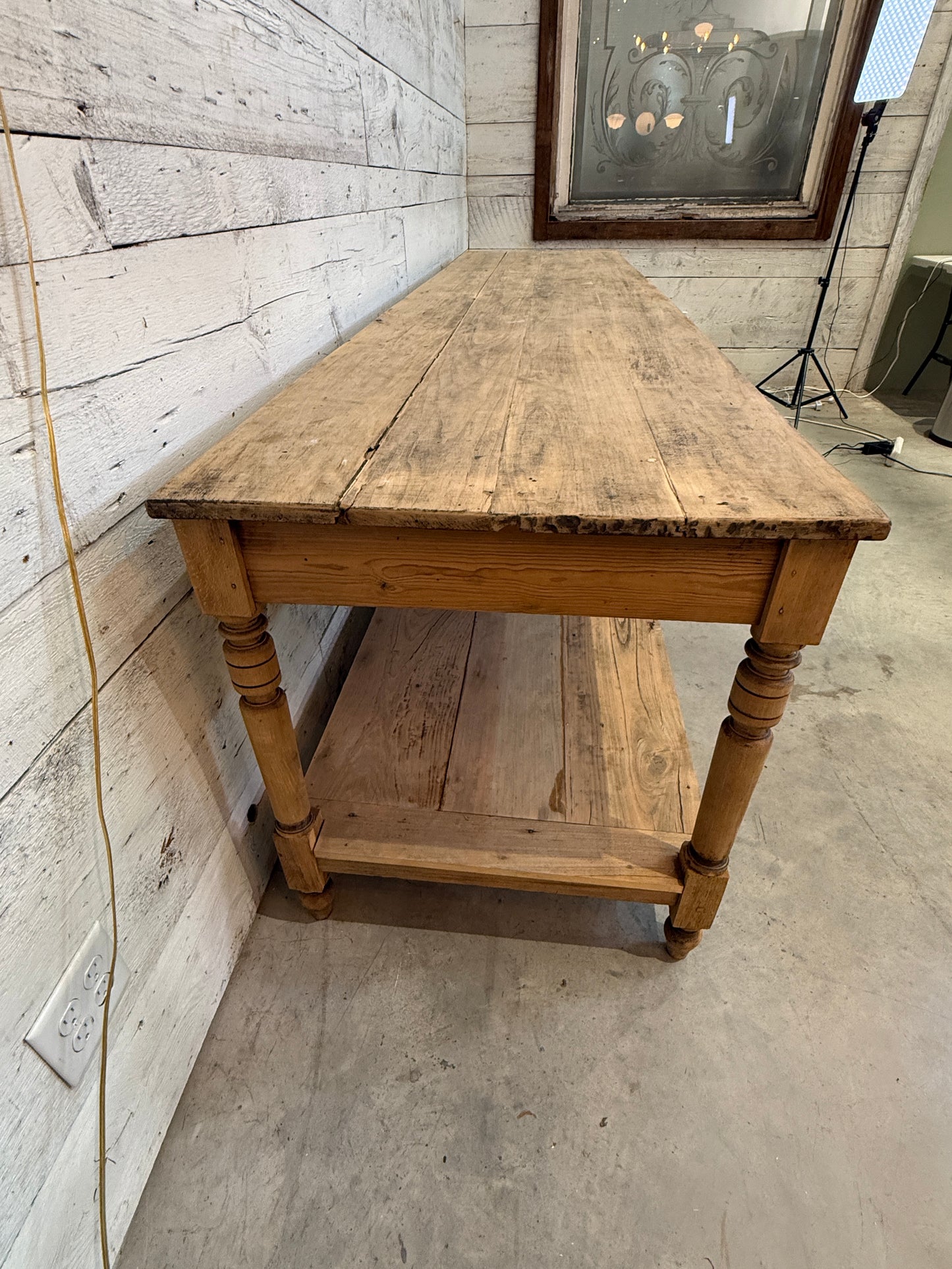 Almost 10' Long French Bleached Mid 19th Century Draper’s Table