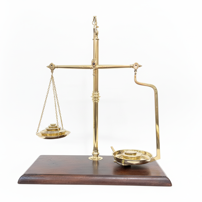 Antique English Brass Laboratory Balance Scale by Avery – Mahogany Base – Apothecary Scientific Instrument c.1900