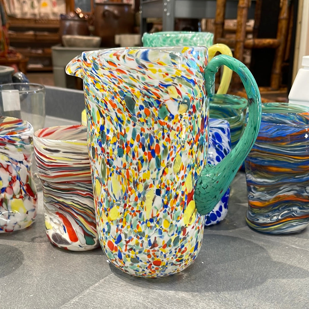 Rainbow Speckles Murano Glass Pitcher