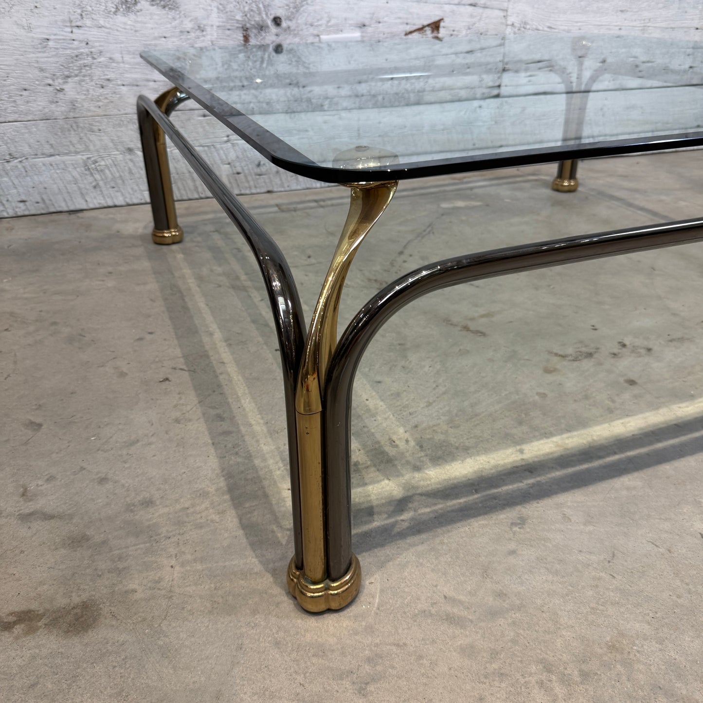 Vintage Brass and Glass Coffee Table in the Hollywood Regency Style