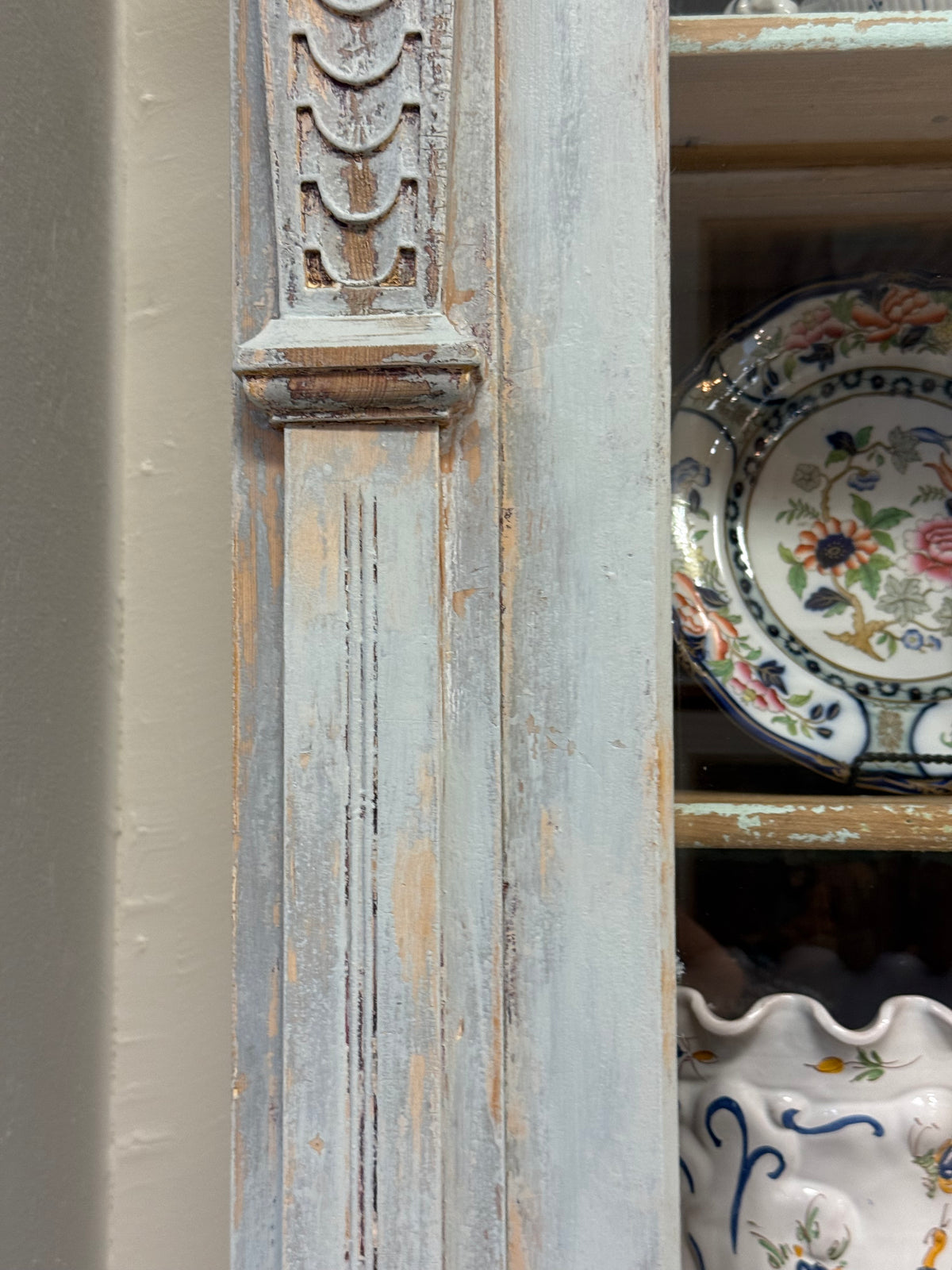 Blue 2 piece French Cabinet with Glass Doors
