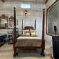 Monumental 19th Century American Empire Mahogany Four Poster Canopy Bed with Bobbin Turned Posts