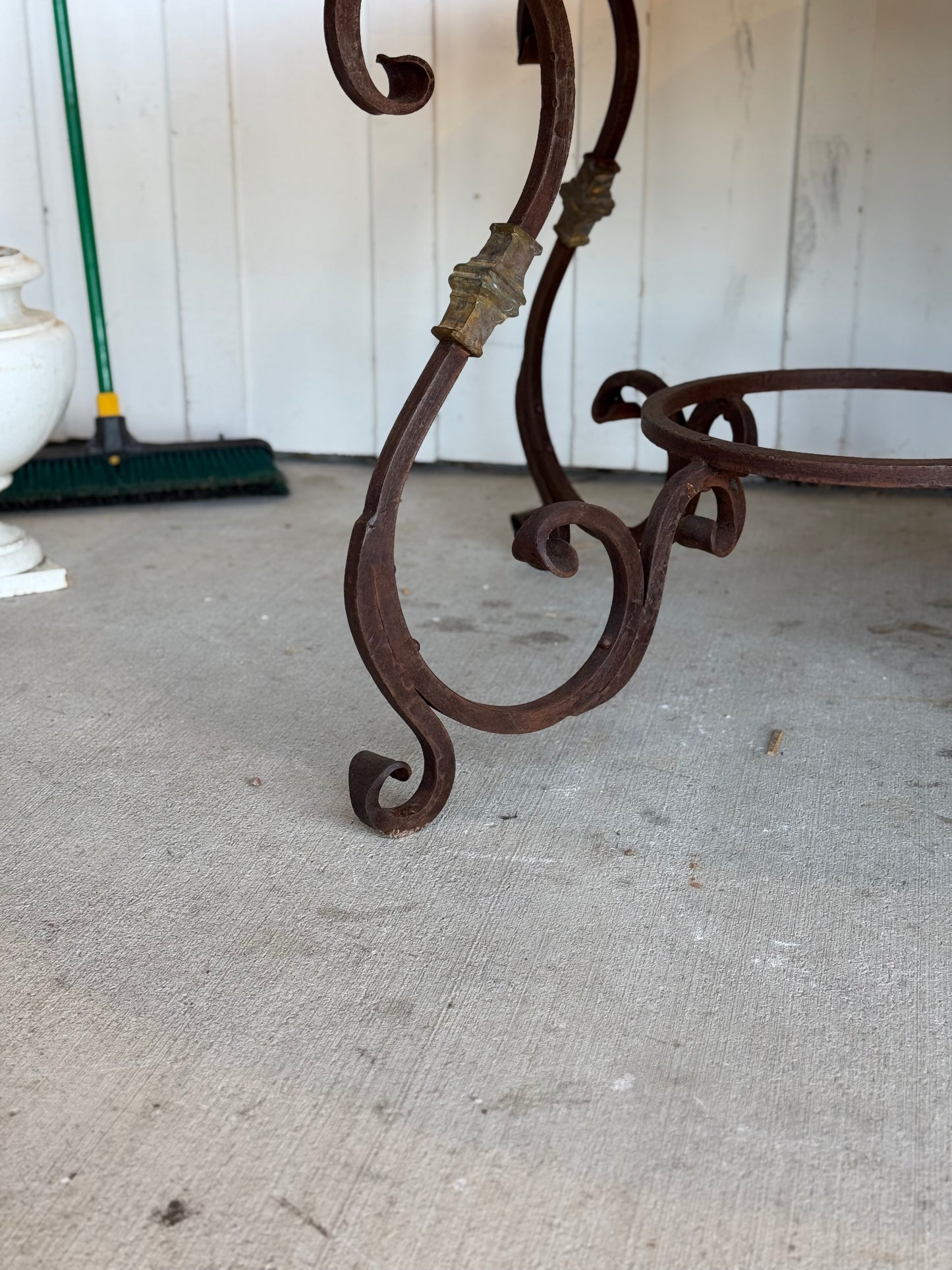 Round Dining Table with Iron Base