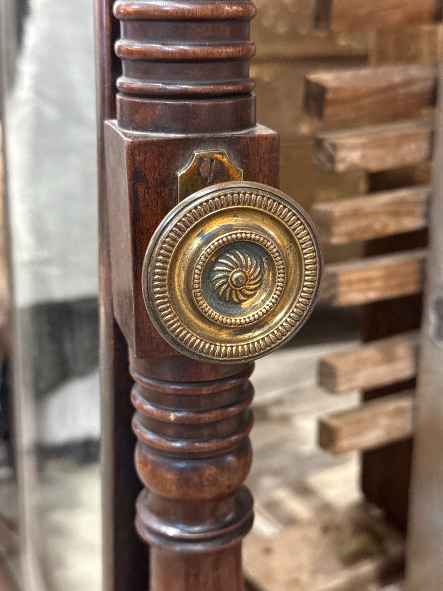 19th Century Cheval Mirror on Castors
