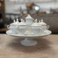 Antique French White Porcelain Pots de Crème Service on Pedestal Stand – 9 Pieces