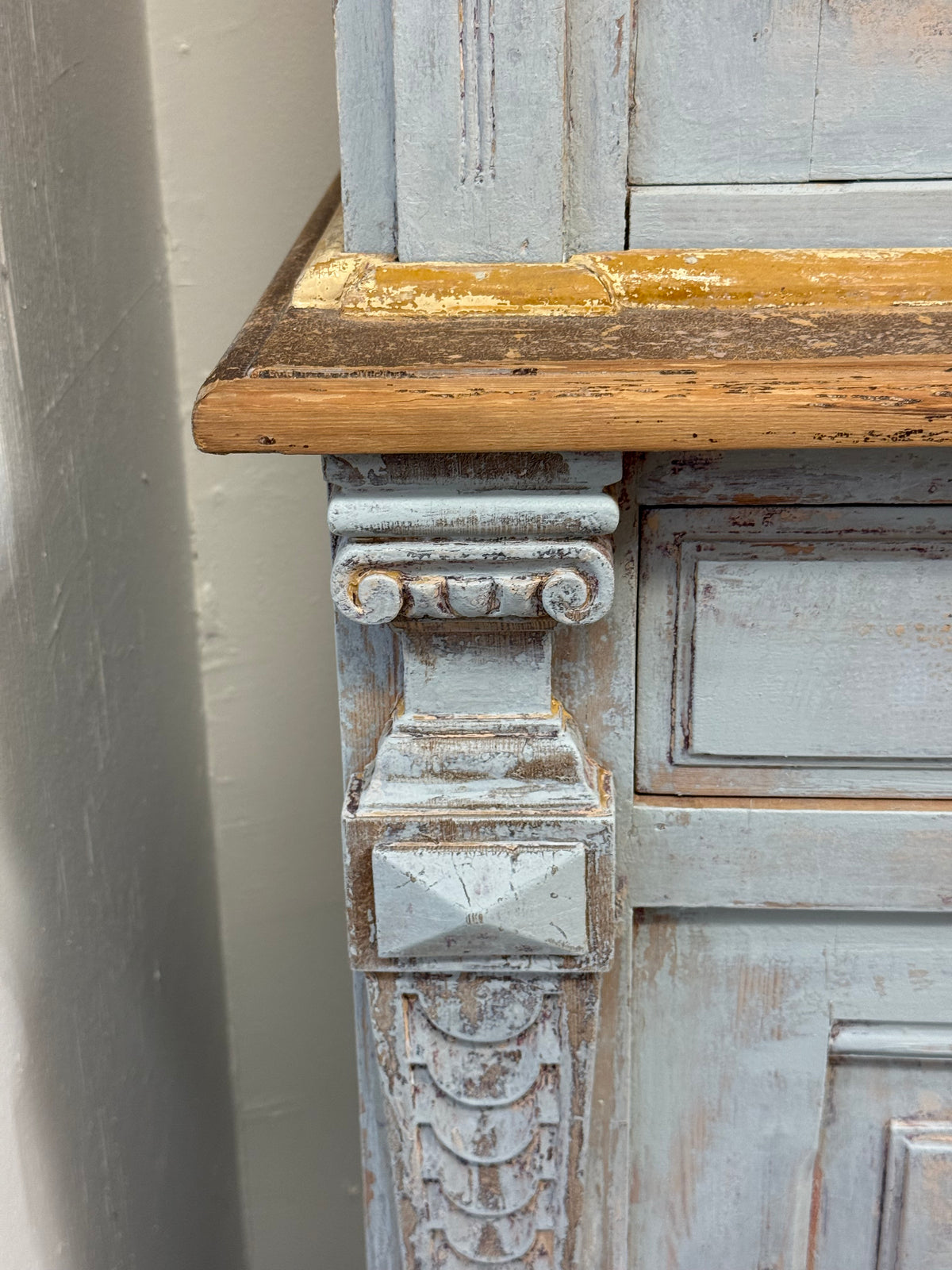 Blue 2 piece French Cabinet with Glass Doors