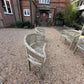 Weathered English Circa 1930 Teak Curved Bench