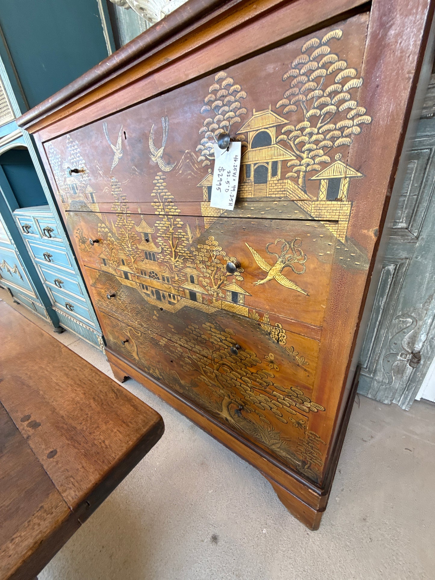French Chinoiserie Painted Chest of Drawers