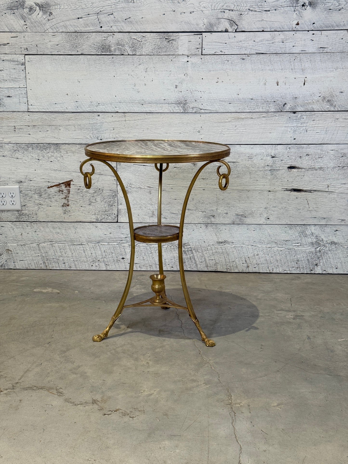 Mid-Century French Neoclassical Style Gilt Bronze and Marble Gueridon Side Table