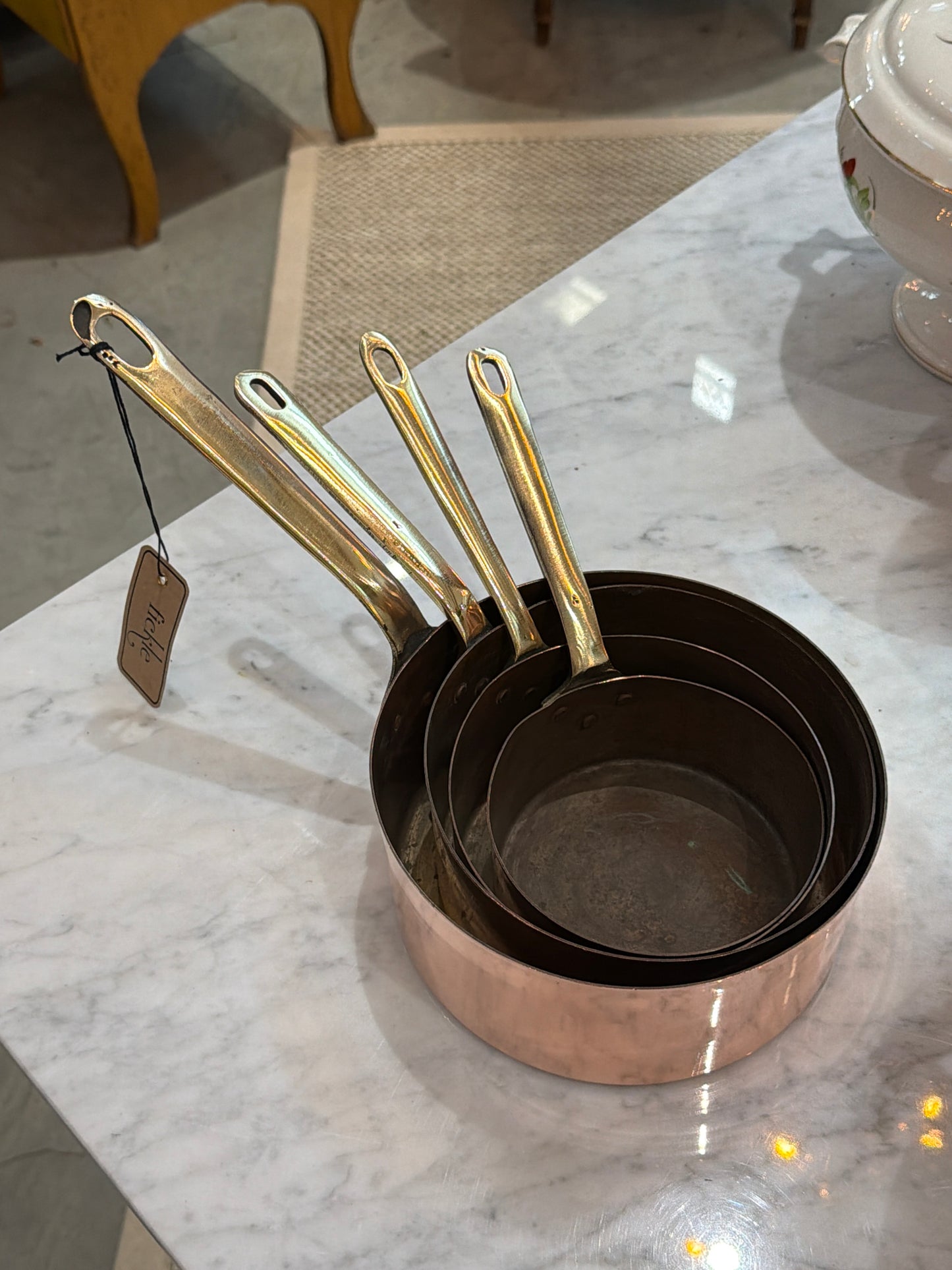 Heavy Antique Copper Cookware Set - 4 Pieces
