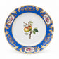 Circa 1850 French Paris Porcelain Plates with Hand Painted Fruit and Cobalt Gilt Rims