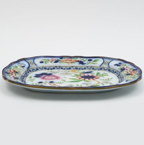 W. Adams & Sons Cobalt Ground Ironstone