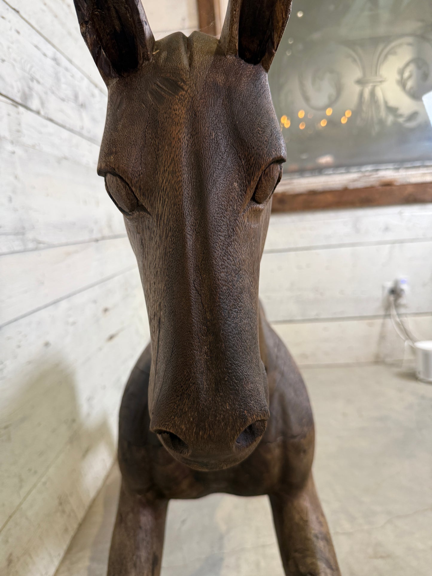 Hand-Carved Spanish Hardwood Horse Sculptures