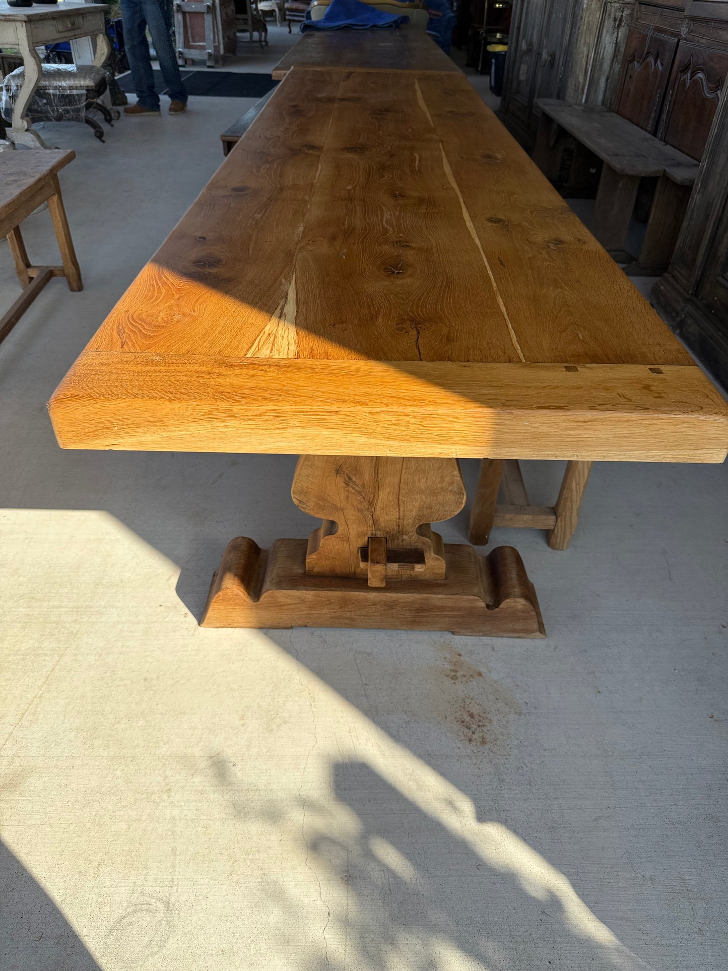 Late 19th Century French Large Oak Refectory Castle Table