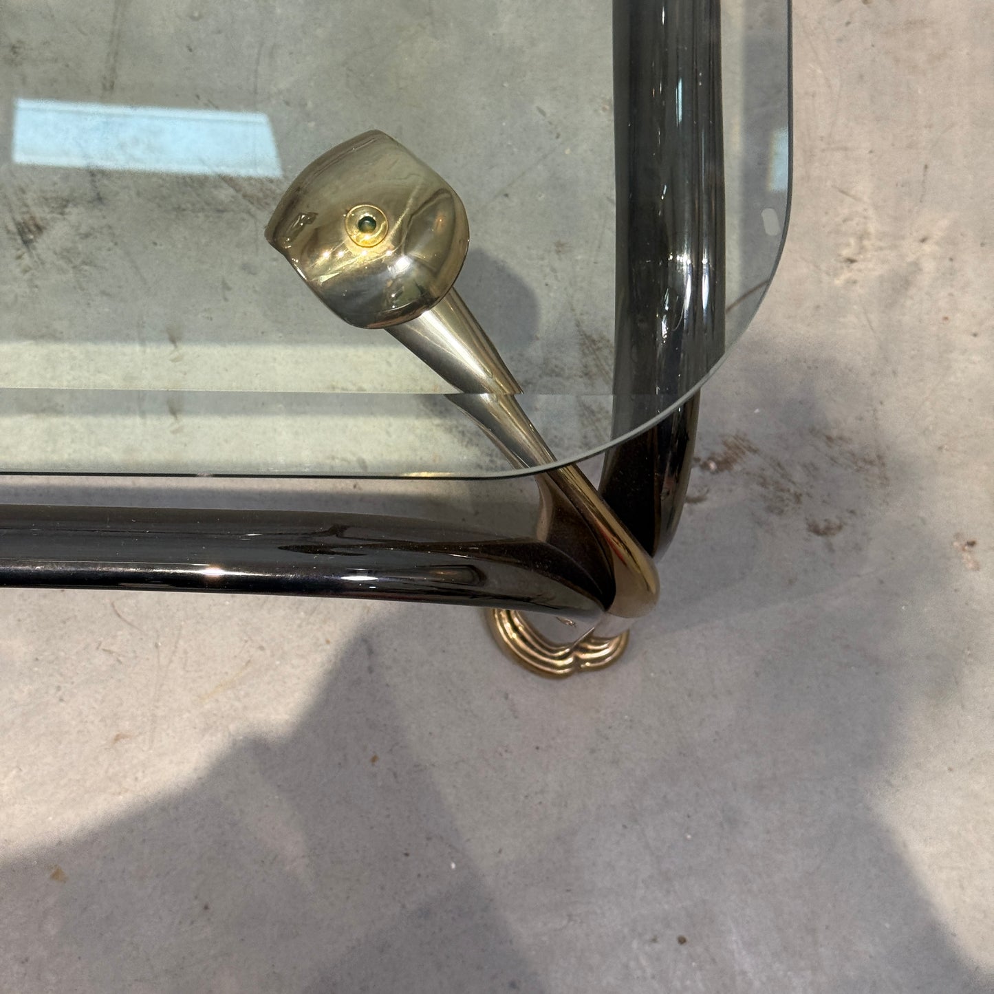 Vintage Brass and Glass Coffee Table in the Hollywood Regency Style