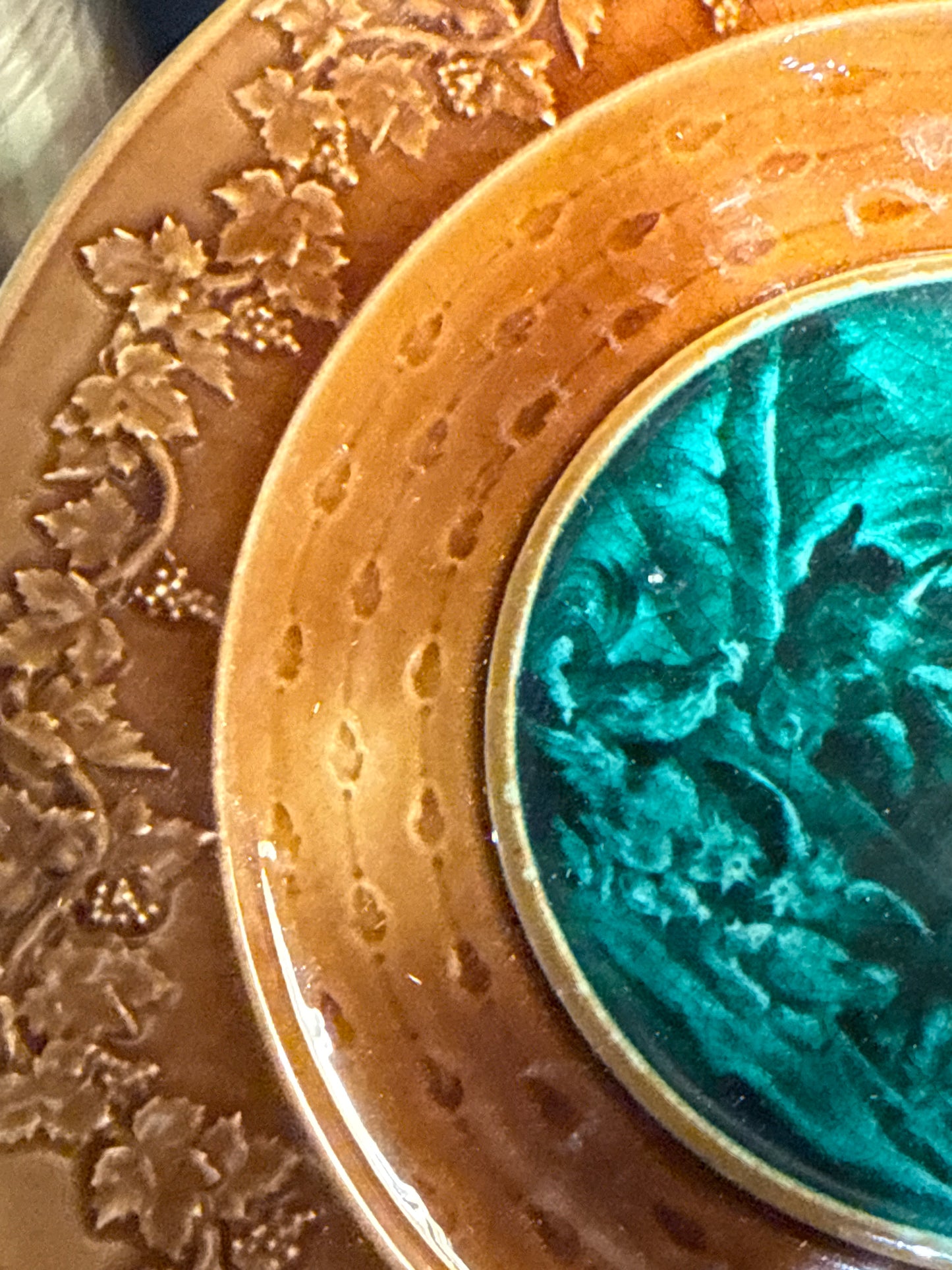 Antique English Majolica Tazza Plate c. 1900