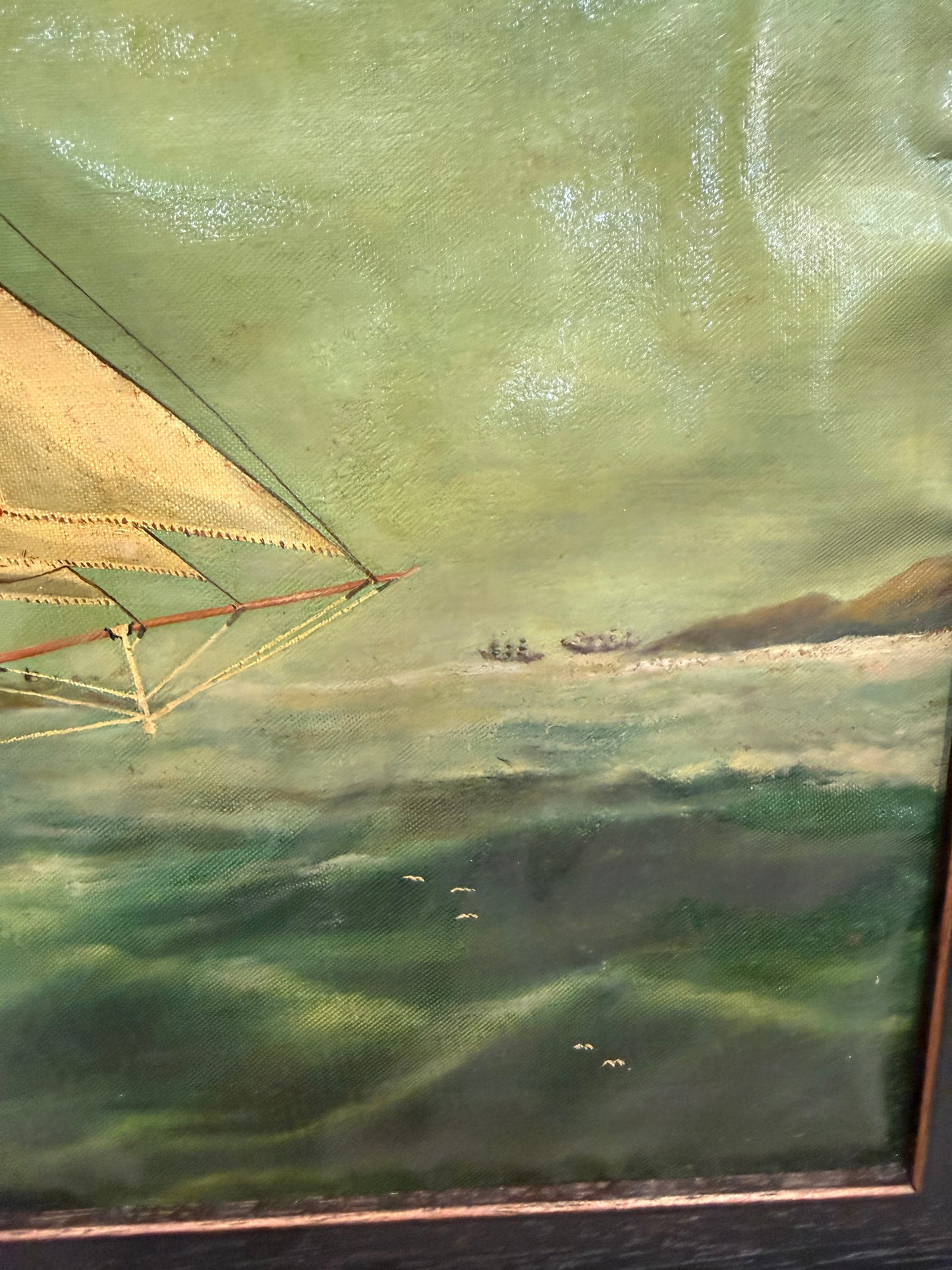 19th C. Maritime Ship Sailor's Painted on Sailcloth MCM