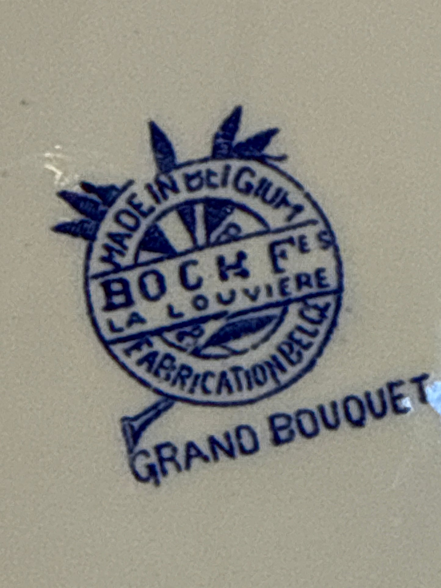 Boch “Grand Bouquet” Medium Blue And White Oval Ironstone Plate