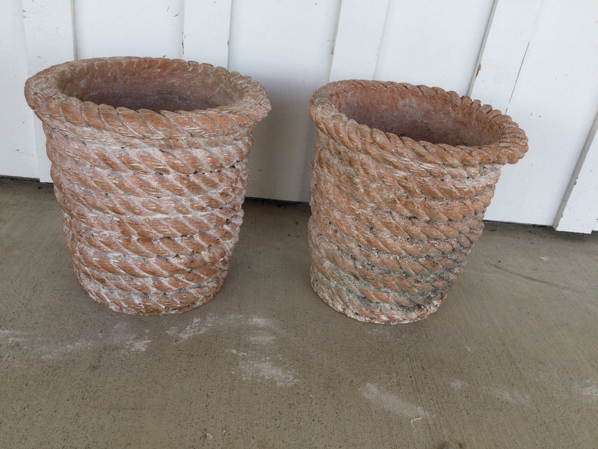 1920s UK Stone Planter in Rope Twist Design  - No Liner