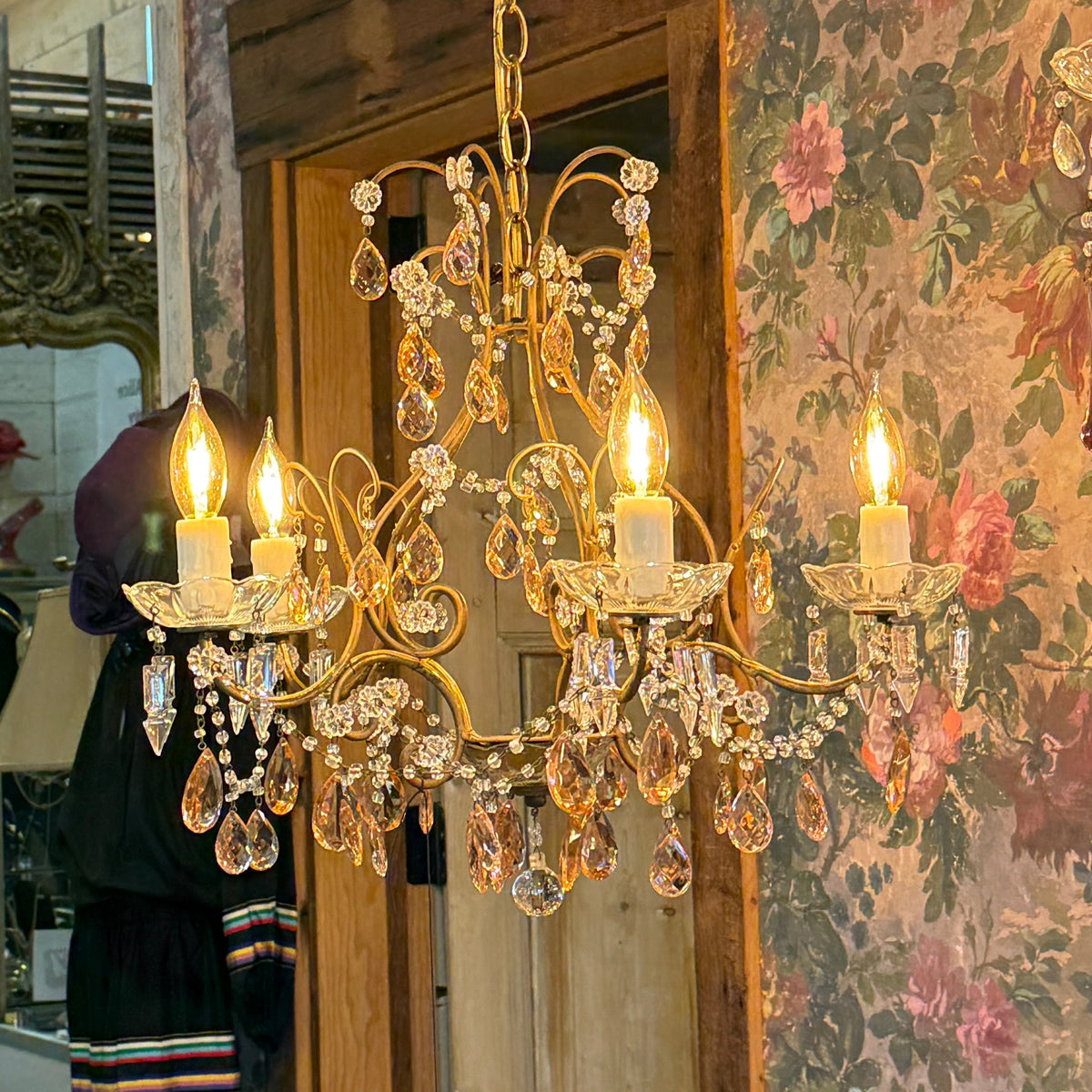 5 Arm Orange Tear Drops Chandelier