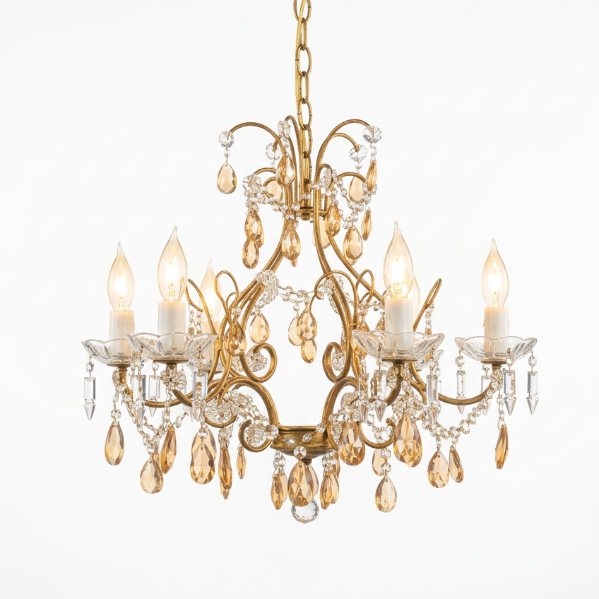 5 Arm Orange Tear Drops Chandelier