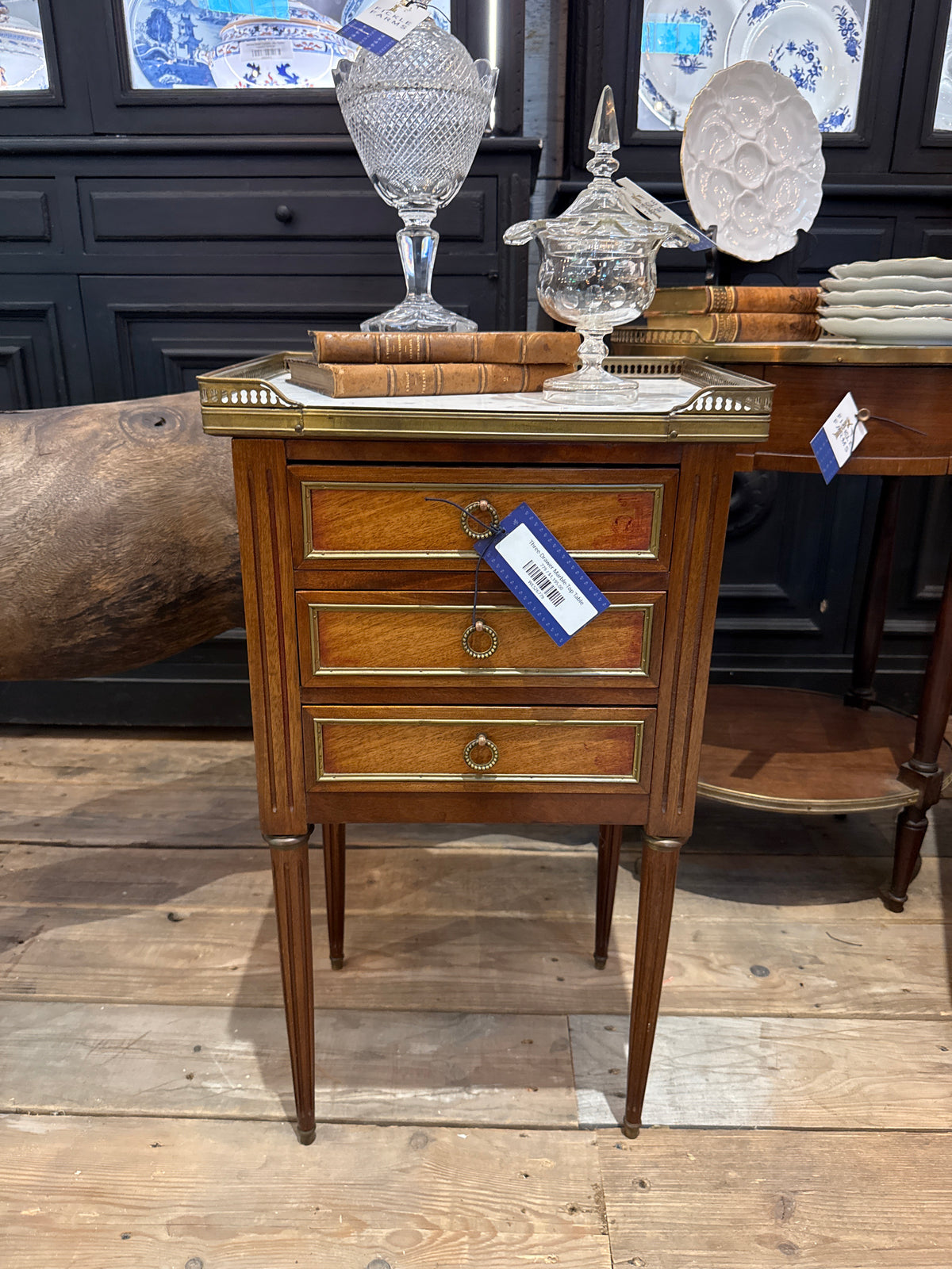 Three-Drawer Marble-Top Table