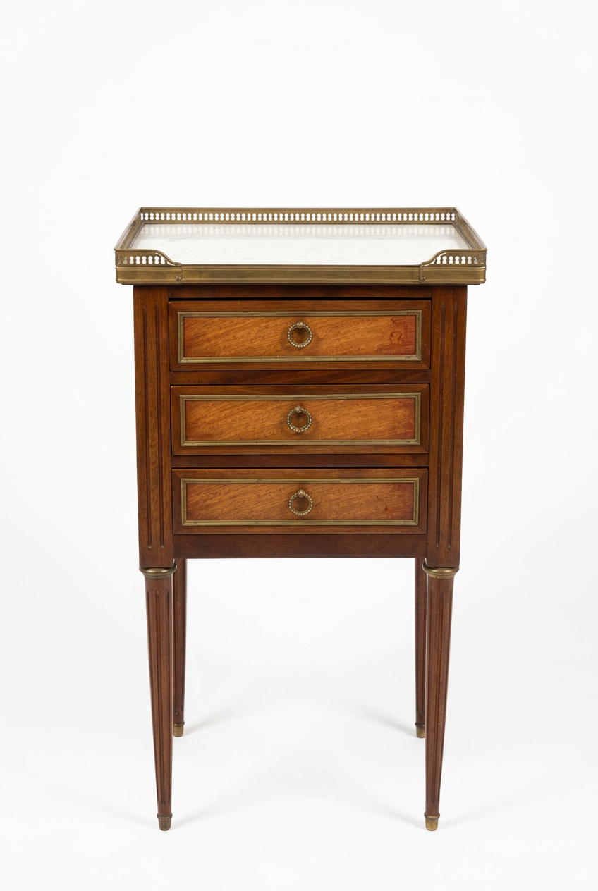 Three-Drawer Marble-Top Table