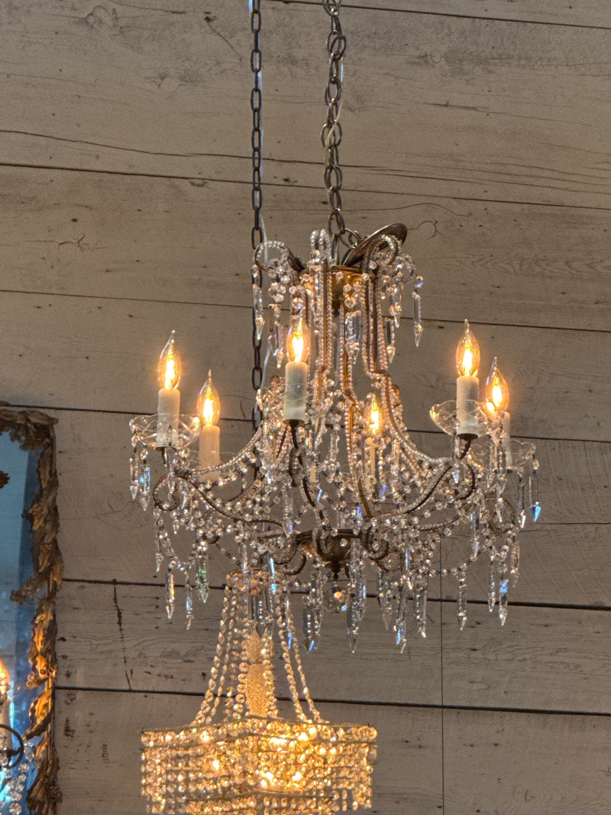 6 Arm Venetian Clear Crystal Chandelier